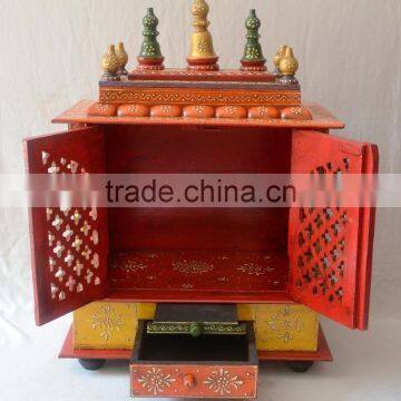 Beautifully Hand Painted Wooden Temple With Gate and Drawers photo-4