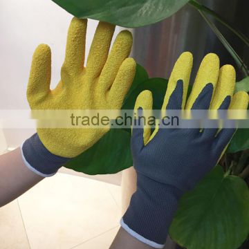 NMSAFETY colorful choice garden work use 13g yellow color latex palm safety gloves