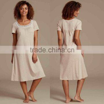 Plus Size Nightdress Modal Blend Short Sleeve Crochet Nightdress Satin Sexy Women Nightdress