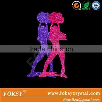 women/ beauty glitter/rhinestone iron on transfer motif for T-shirt