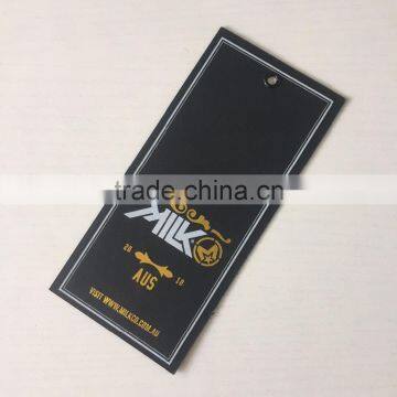 2017 Custom High Quality Black Cardboard Paper Hang Tags With Gold Stamping Logo photo-2