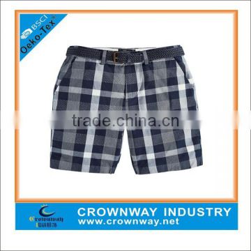 brown longer chino walkshorts in checker pattern