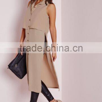 Hot Sale Lady Sleeveless Double Layer Utility Blouse New Patterns photo-3