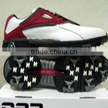 split leather red men and women fashion stylish golf sport shoes have spike for commercial activity