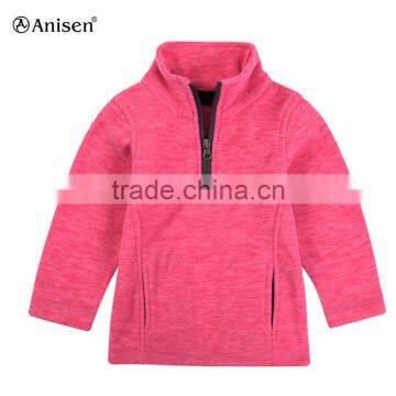  hot sale kids half zipper red girl fleece sweater jacket