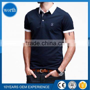 Mens slim fit embroidery combination 100% polo t- shirt