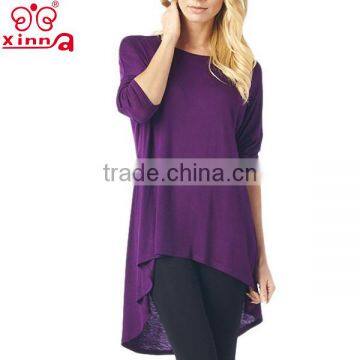 with 3/4 Sleeves woman plain t-shirt dress