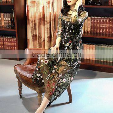 Maxnegio Maxi Dress Woman Long Sleeve Embroidery Guinea Brocade Women Casual Dress photo-2