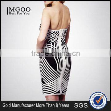 MGOO 2015 OEM Services Two Sets Women Dress White Black Slim Fitting Wholesale Strapless OL Sexy Dress H1108 photo-2