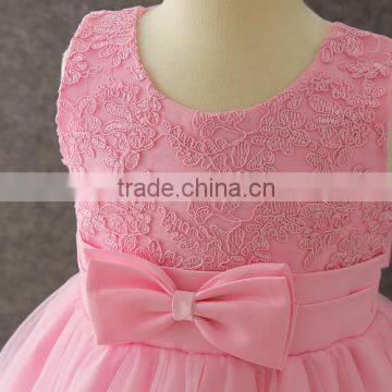 2017 Girls Dresses Children Frocks Designs Pink Lovely Bow-knot Vietnam 1 Year Baby Girl Dresses Images First Communion Dresses photo-4