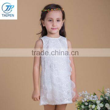 Kids Lace Fabric A-line Girls Frock Designs Latest White Dress For Party