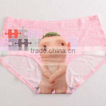 2017 Latest Personalized Your Own Brand Logo Design 95% Cotton 5% Spandex Private Label Band Cute Cartoon Lady Underwear Briefs photo-4