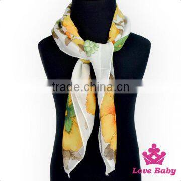 Wholesale Korean Style Lady Soft Floral Pattern Printing Neck Girl Silk Scarf Bandanna Teen Girl photo-3