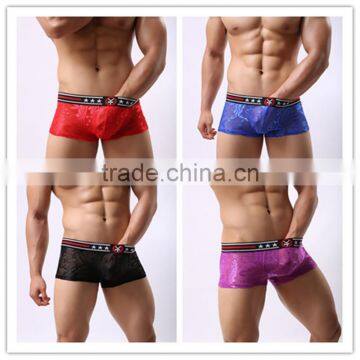 1 PCS Cool and Refreshing Underwear Men Sexy Male Boxers Gauze Sheer Lace Shorts Brand Mesh Penis Sheath See Through Men Boxer photo-6