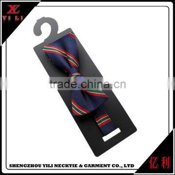 Stripe School Design Cheap Double Black Silk Self Tie Bow Tie photo-3