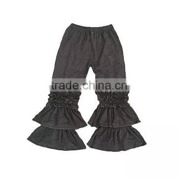 wholesale latest design fall winter children girls cotton triple Big ruffles pants