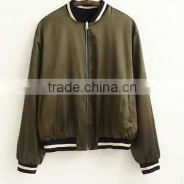 Runwaylover EY1030C Wholesale Fashion Women Solid Color Bomber Cropped 100% Nylon Embroidery Jacket photo-6