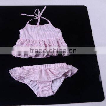Girls One Piece Ruffle Toddler Kid Seersucker Swimsuit photo-2