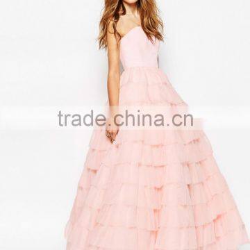 100% Polyester Bandeau Strapless Design Bridesmaid Dress for Wedding photo-4