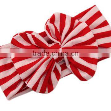 Latest Fancy Elastic Soft Stripe Cotton Bow Tie Custom Children Headband Rabbit Ears Bowknot Hair Tie Headband photo-2
