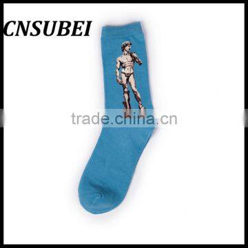 European and American Painting Pattern Retro Literary Personality Cotton in Tube Socks photo-4