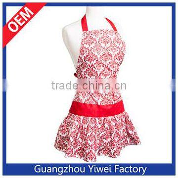 Eco-friendly Women's Kitchen Cheapest Apron Wholesale Classic Damask Red