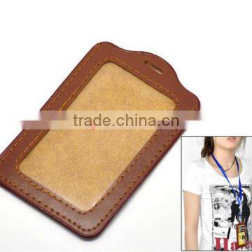 Coffee Vertical Leatheroid ID Card Badge Holders 11.3cm x 7.3cm