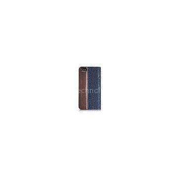 Eco Friendly Flip Leather and Natural Wooden Cell Phone Case and Covers for iPhone