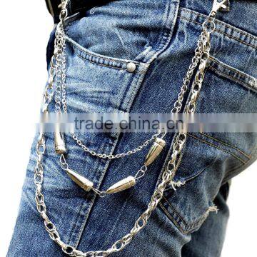 Punk Bullet 3 Line Classic Biker Trucker Keychain Key Jean Wallet Chain