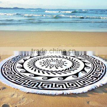 Custom Printed Round Digital Stamp High Quality 150CM Diameter Velour Beach Towel photo-2