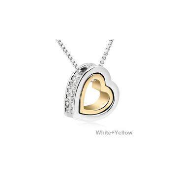 Fashion High Quality Gold Plated Double Heart Pendat Necklace Forever Love For Women