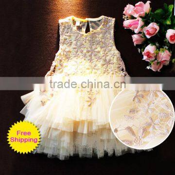 1-10T Princess Girls Party Dresses Kids Ivory Lace Dress Posh Tiered Petti Tutu Dress Baby Girl Clothes Summer M5042004