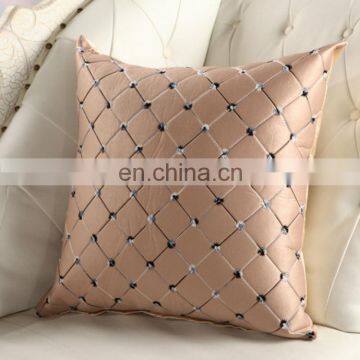 Home Embroidered Grid Pillow Boster Case Sofa Cushion Cover photo-4