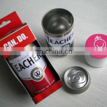 New item for Promotional compressed t-shirt in Tin Can