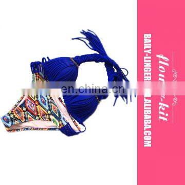 Stylish Rope Halter Sexy Bikini Sets in Color Block