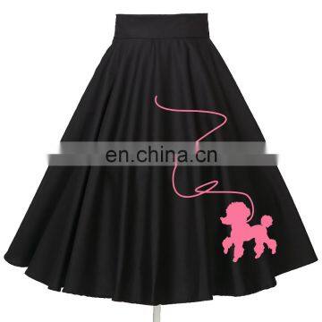 wholesale small quantity manufacturer plus size design poodle embroidery women skirt