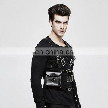 Punk Rave Men's Gothic Black Chest Harness With Pocket S-238 photo-2