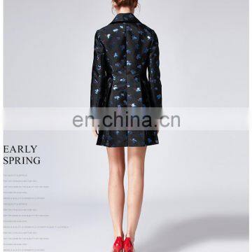 Nuevos Productos 2017 Delicate Fashion Long Design Twill Fabric Ladies Trench Duffle Coat Woman