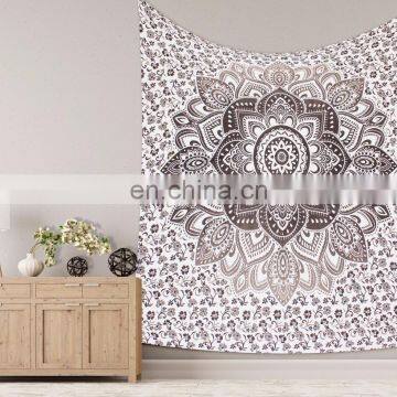 California Wall Hanging Indian Handmade Ombre Mandala Tapestry Bedspread Home Decorative Wall Hanging Grey Bedsheet