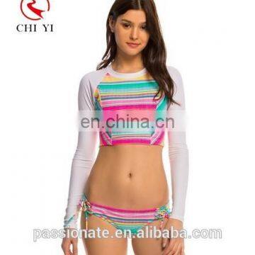 Manufacturer OEM custom made girls dress blank sublimated padded rashguard digital printed beach wear women cycling rash guard