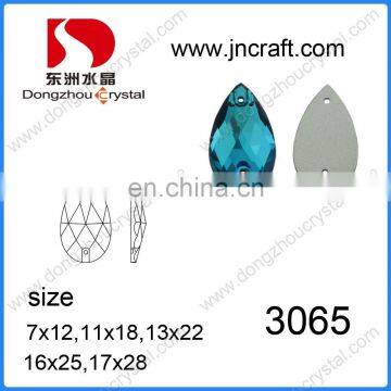 DZ-3065 drop shape crystal sew on rhinestones for wedding dresses