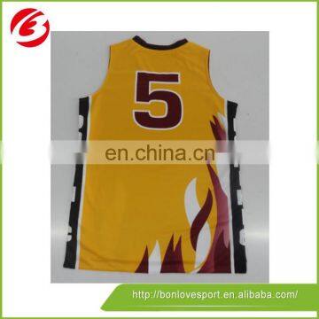 Any Logo Custom Basketball Jersey Yellow oem service