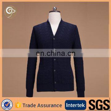 V neck cardigan pure wool sweater