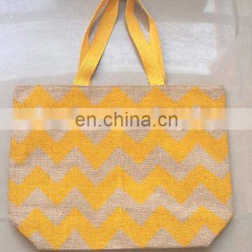 chevron bag,chevron print jute bag, Jute bag