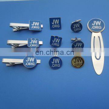 Custom Blue Jw.org Cufflinks Logo Engraved jw Round Cufflinks & Tie Clip Sets photo-4