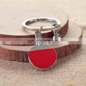 custom sport key holder pingpong keyring metal ball ping pong paddle 3d mini table tennis keychain metal for gifts