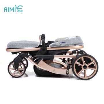 High-view Folding Baby Stroller With Gold Chassis photo-5