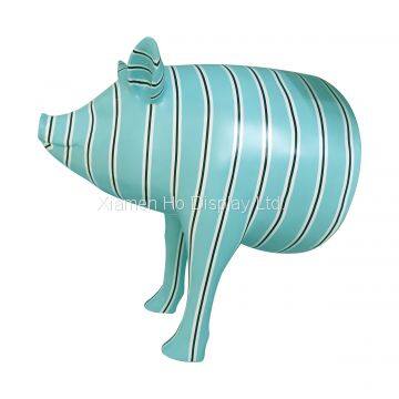 Retail Female Clothes Store Fiberglass Triple Stripes Pig Window Display Visual Merchandising Props Supplier photo-4