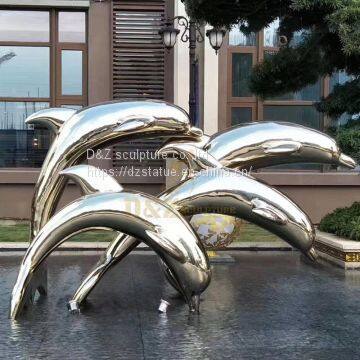 Life Size Stainless Steel Dolphin Sculpture for Garden Theme Decoration photo-3