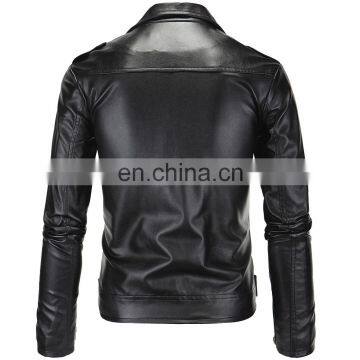 Autumn&Winter Men's Motorcycle Slimming Casual Streetwear Lapel Diagonal Zipper Leather Jacket photo-2
